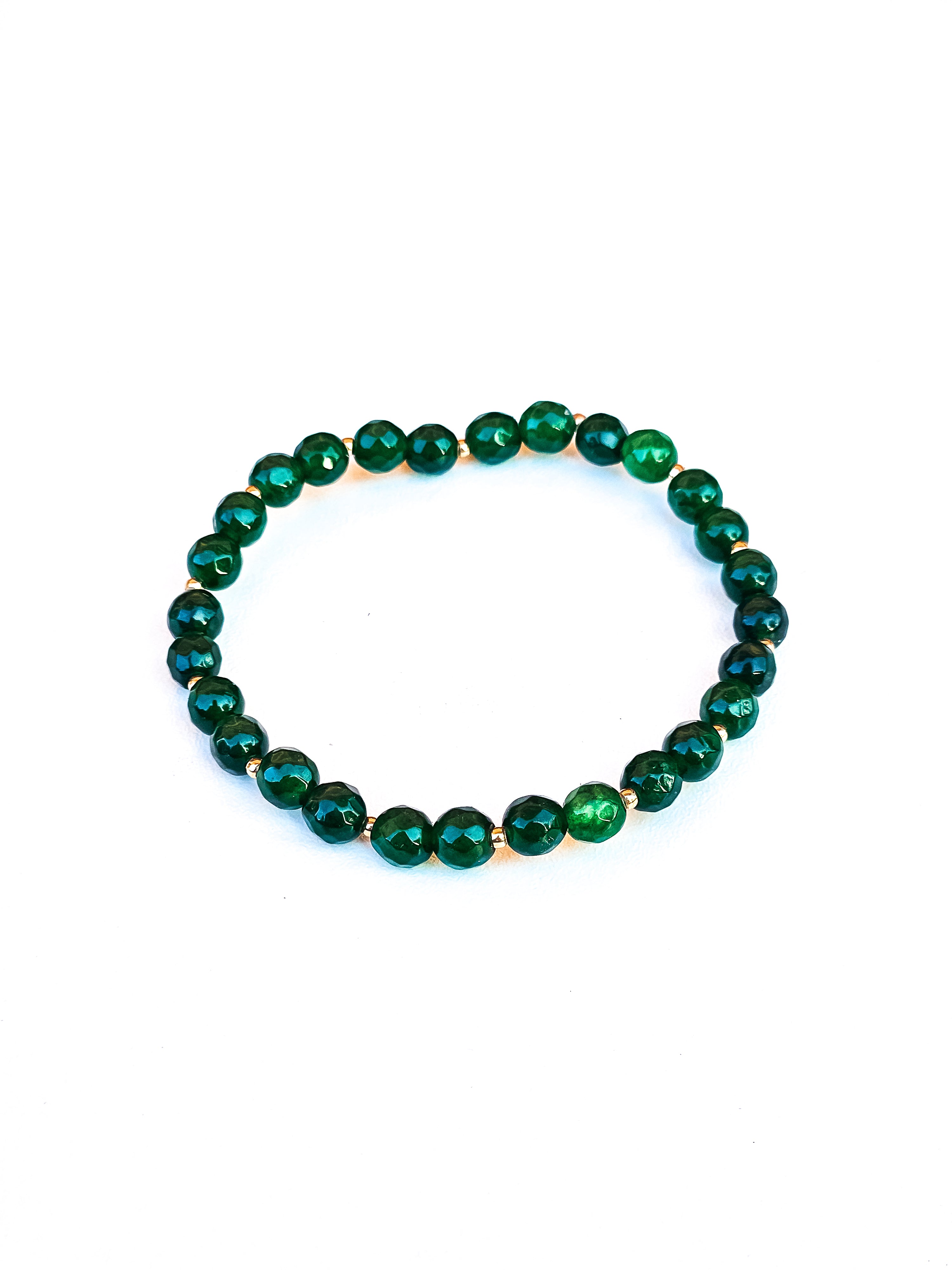 Bracelet • Emerald Jade (6mm) with gold spacer beads
