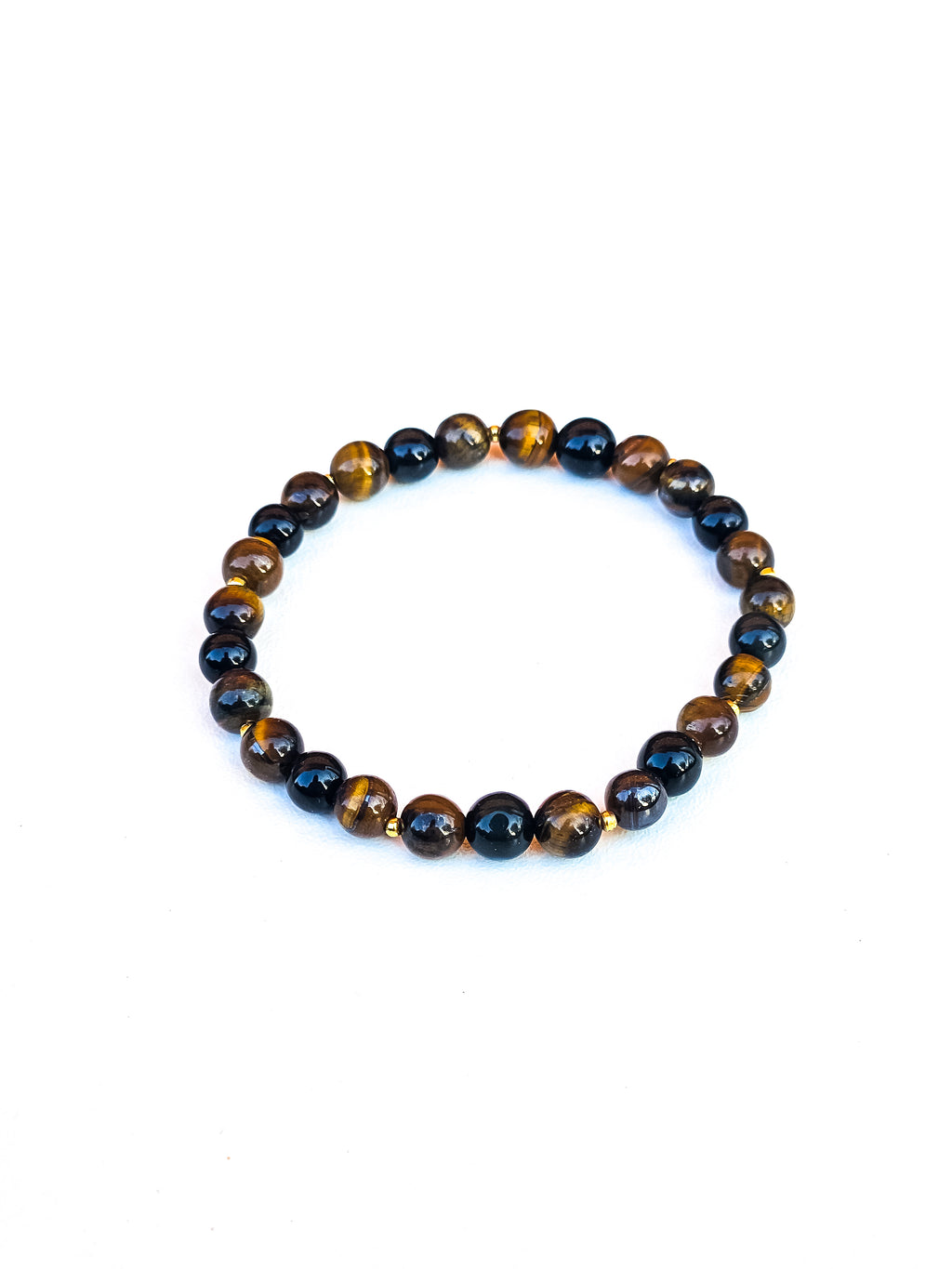 Bracelet • Tiger's eye (6 mm) with gold spacer beads