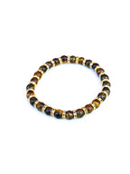 Bracelet • Tiger's eye (6 mm) with gold-plated spacers