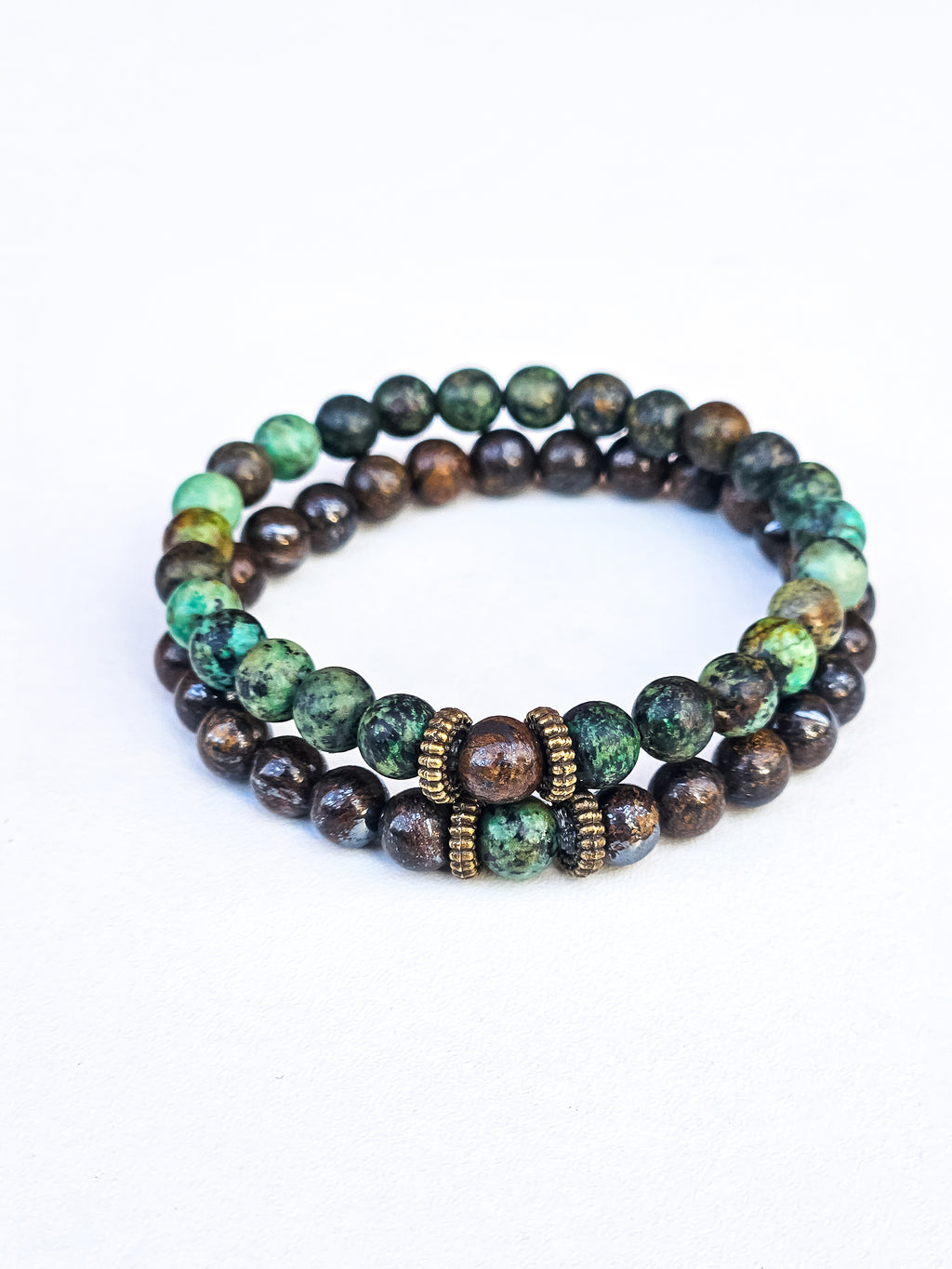 Matching bracelets • African Turquoise & Bronzite