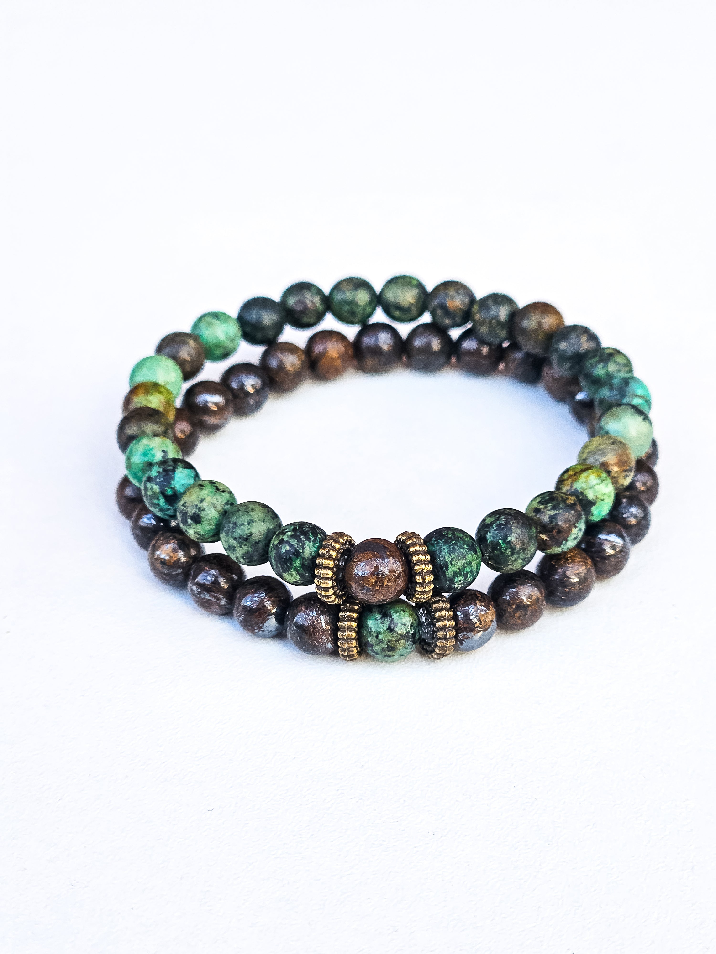 Matching bracelets • African Turquoise & Bronzite