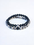 Matching Bracelets • Black Obsidian & Grey Landscape Jasper
