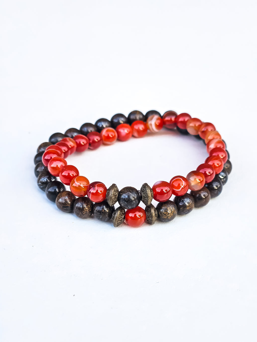 Matching bracelets • Bronzite & Orange Agate