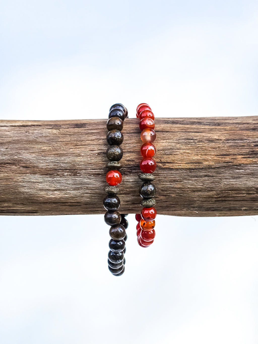 Matching bracelets • Bronzite & Orange Agate