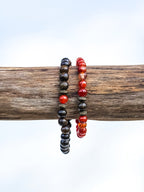 Matching bracelets • Bronzite & Orange Agate