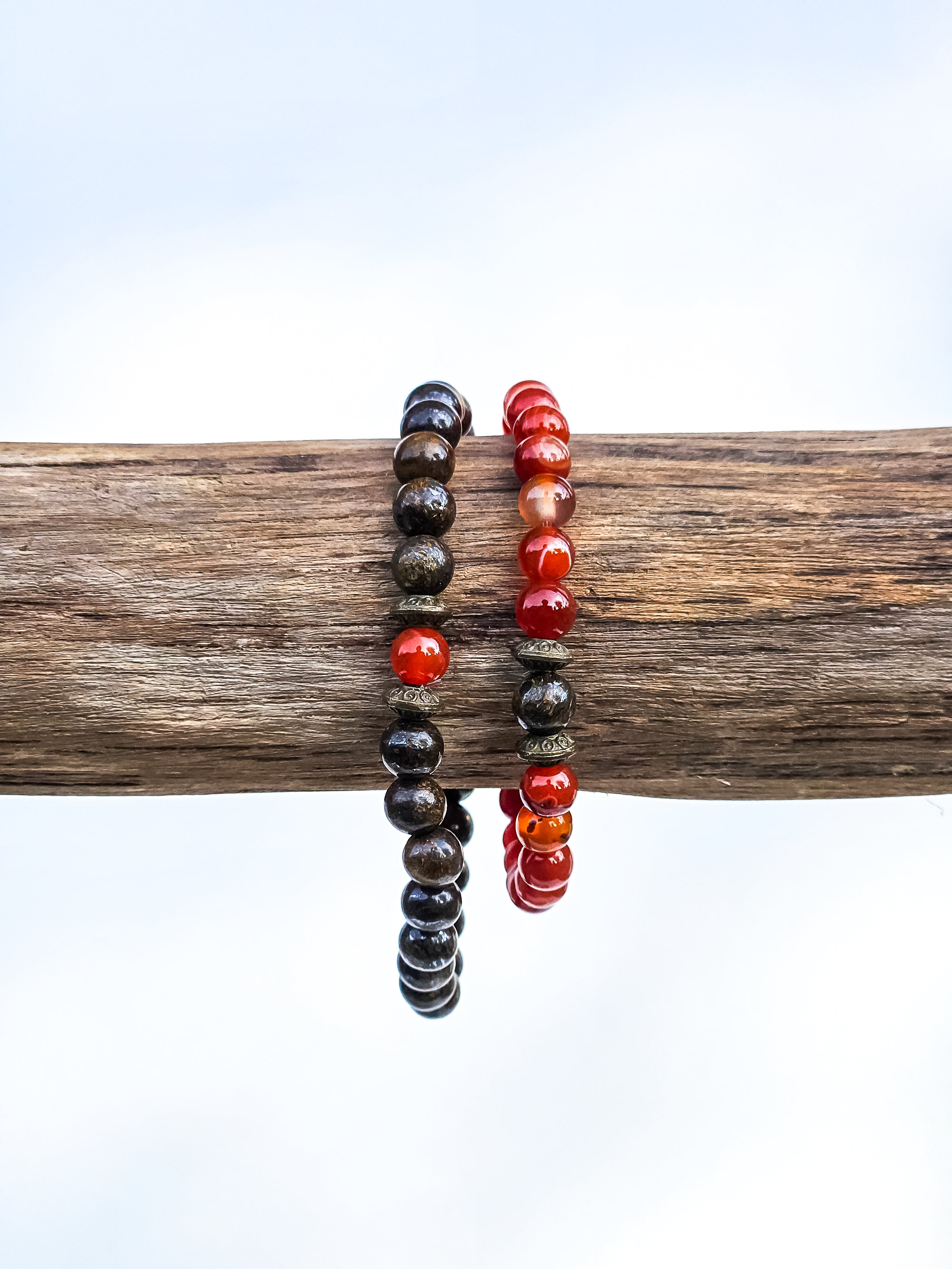 Matching bracelets • Bronzite & Orange Agate