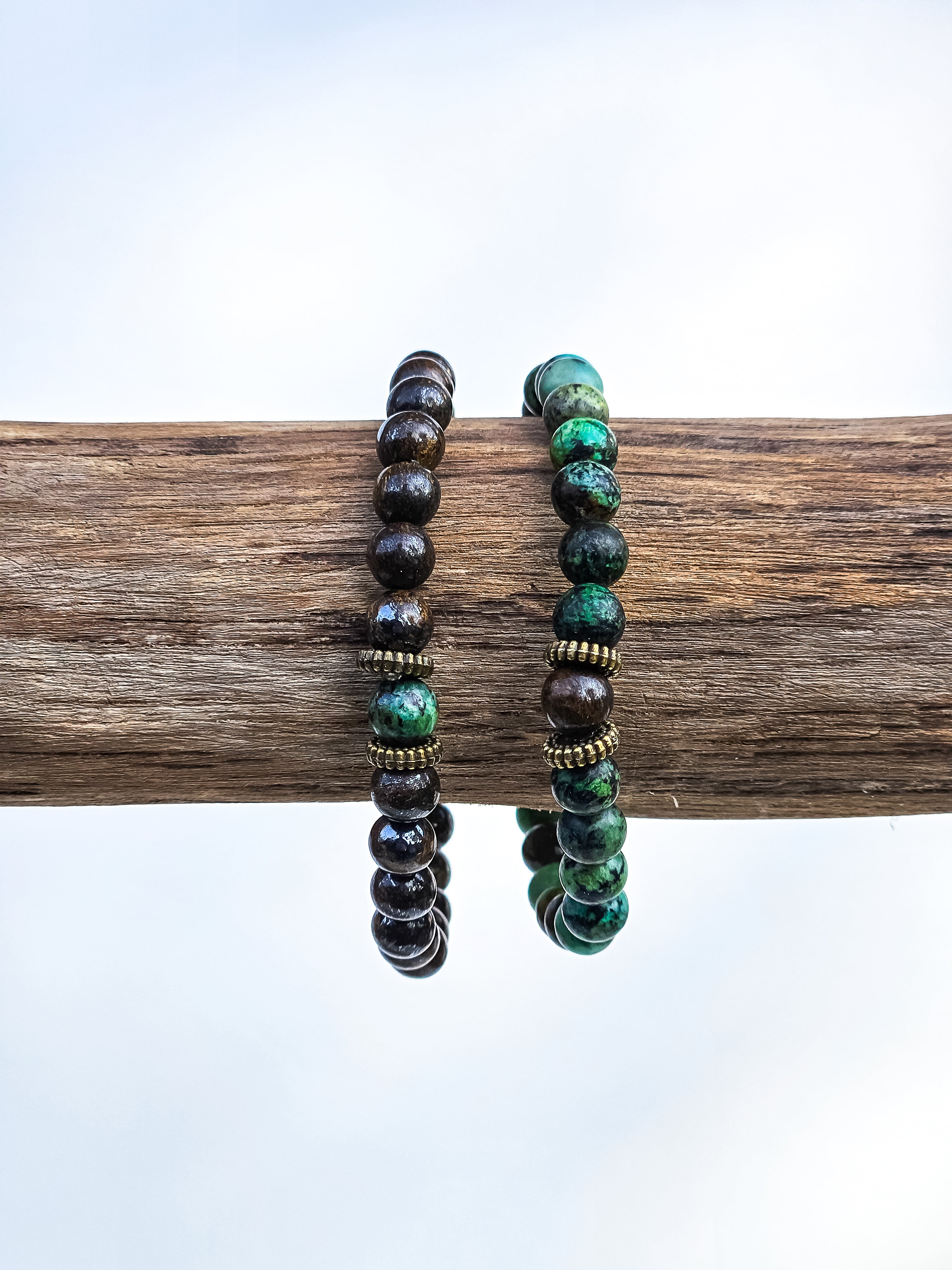 Matching bracelets • African Turquoise & Bronzite