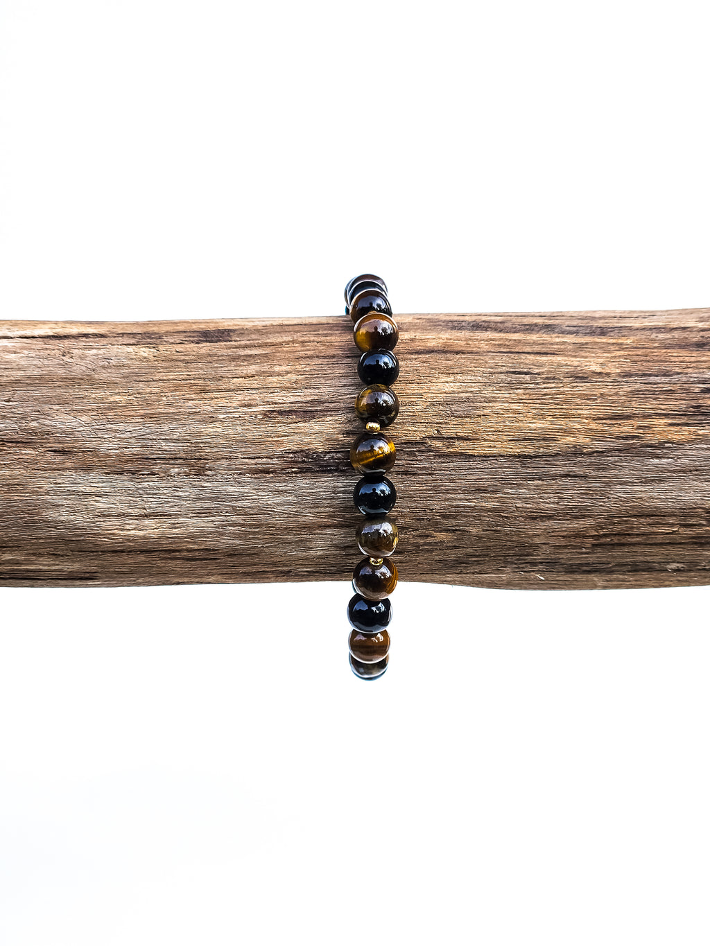 Bracelet • Tiger's eye (6 mm) with gold spacer beads
