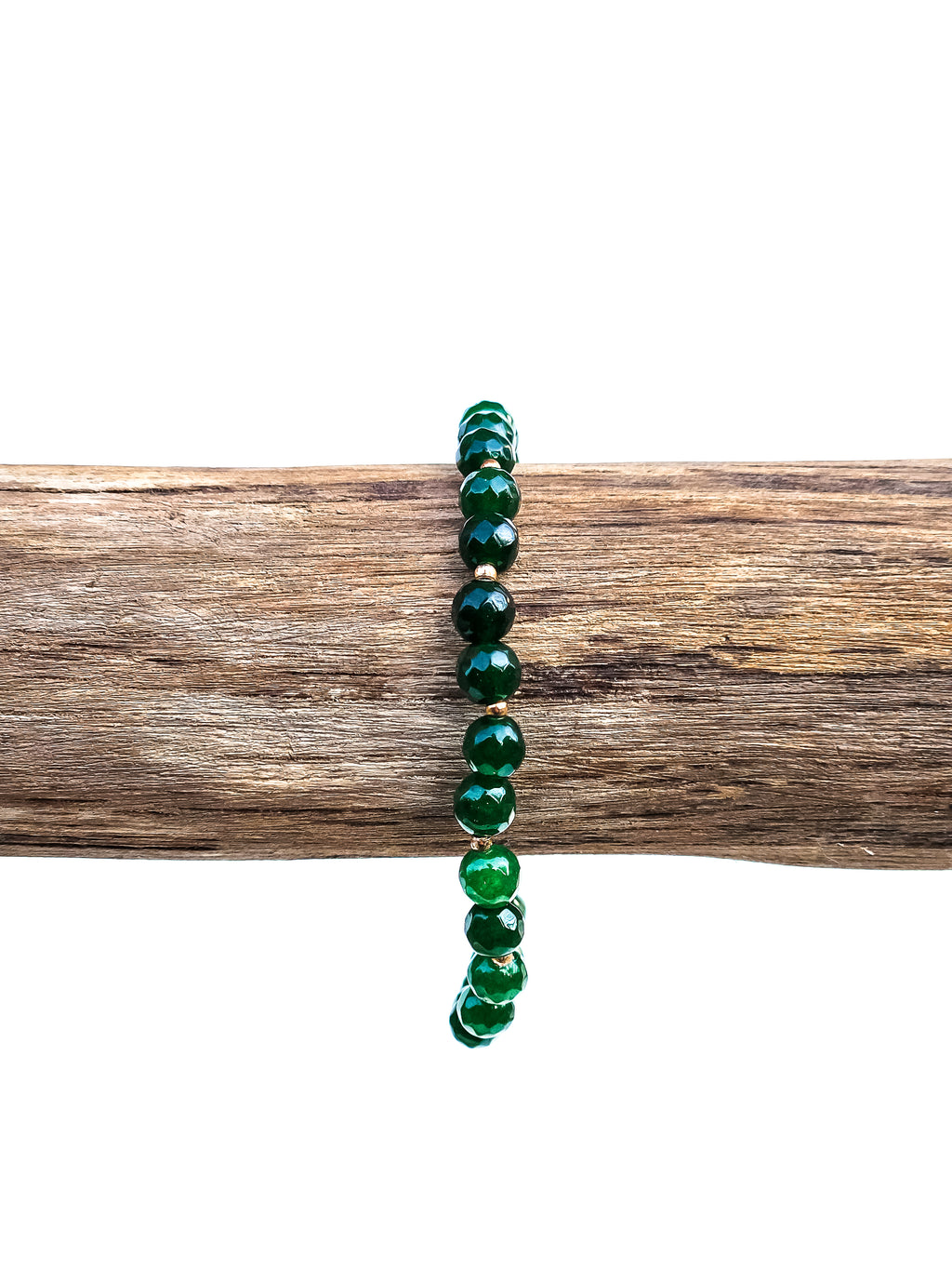 Bracelet • Emerald Jade (6mm) with gold spacer beads
