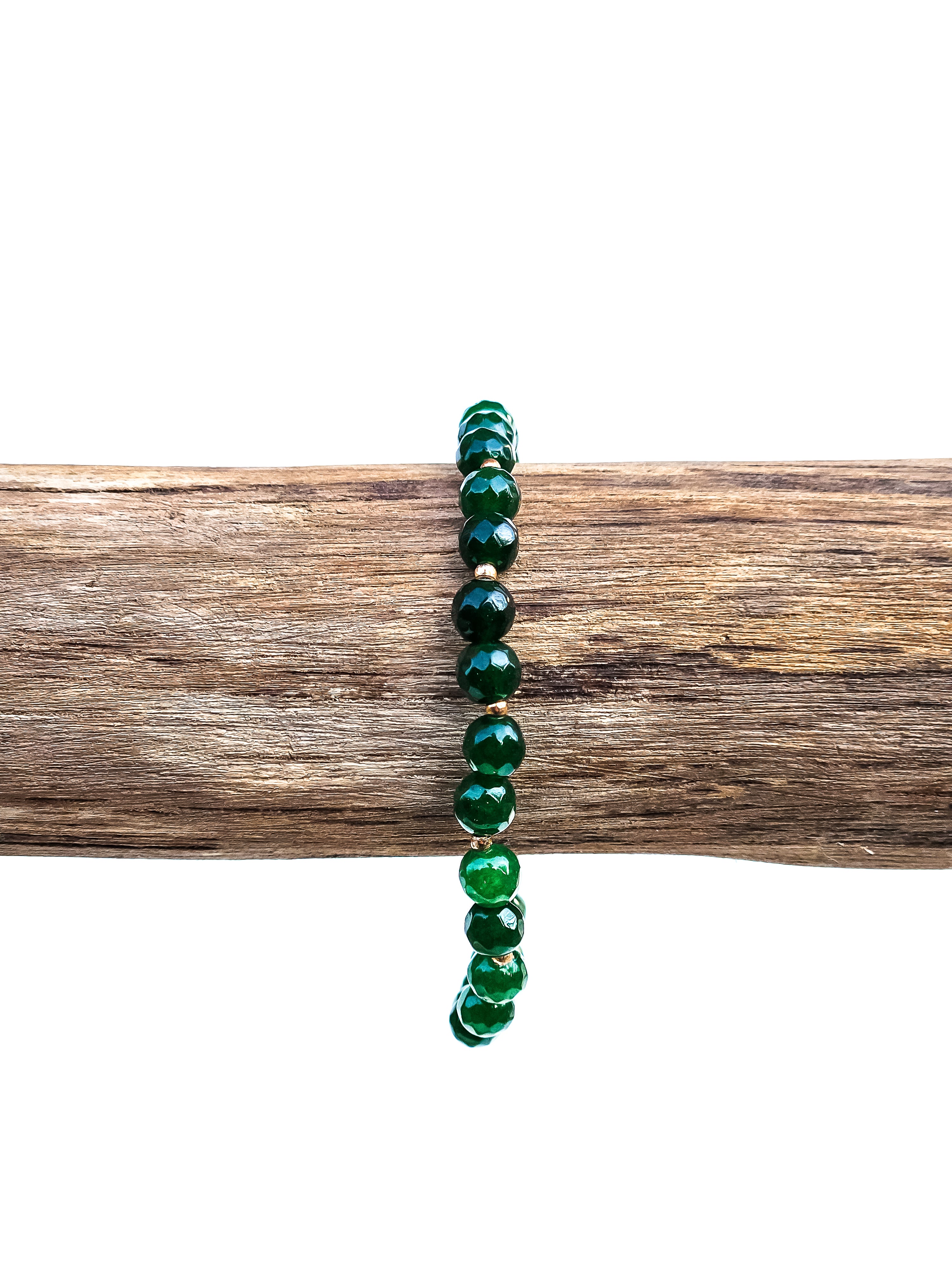 Bracelet • Emerald Jade (6mm) with gold spacer beads