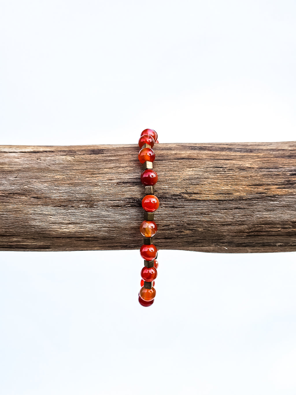 Bracelet • Orange agate (6 mm) with bronze spacers