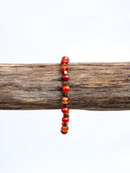 Bracelet • Orange agate (6 mm) with bronze spacers