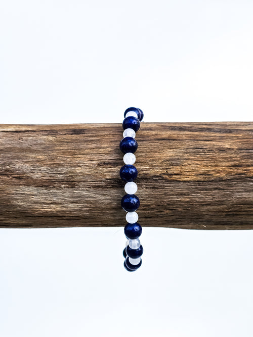 Bracelet • Lapis Lazuli (6 mm) and Milky Quartz (4 mm)