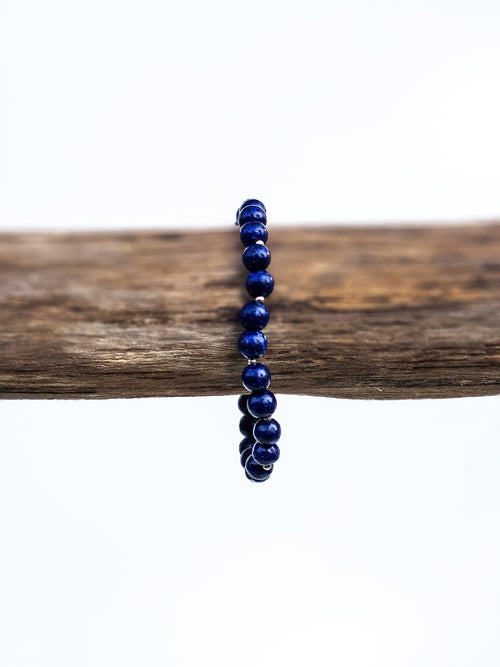 Bracelet • Lapis Lazuli (6mm) with silver spacer beads