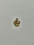 Pendentif lune + coeur or 001
