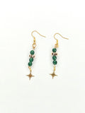 Boucles d'oreilles dorées • Jade émeraude