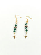 Boucles d'oreilles dorées • Jade émeraude