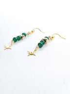 Boucles d'oreilles dorées • Jade émeraude