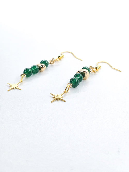 Gold earrings • Emerald jade