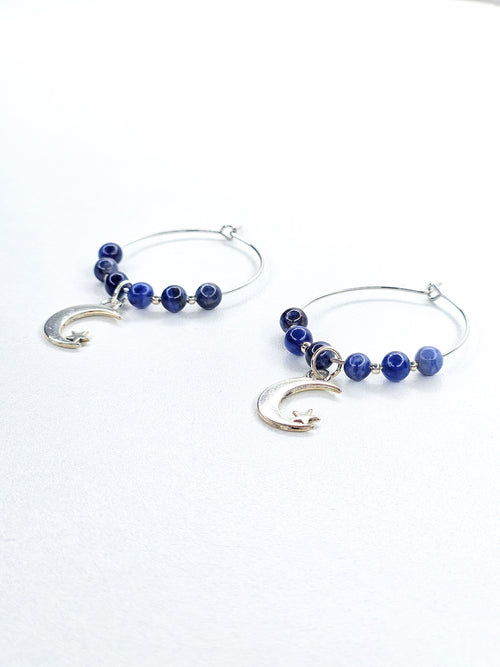 Boucles d'oreille argentées • Sodalite