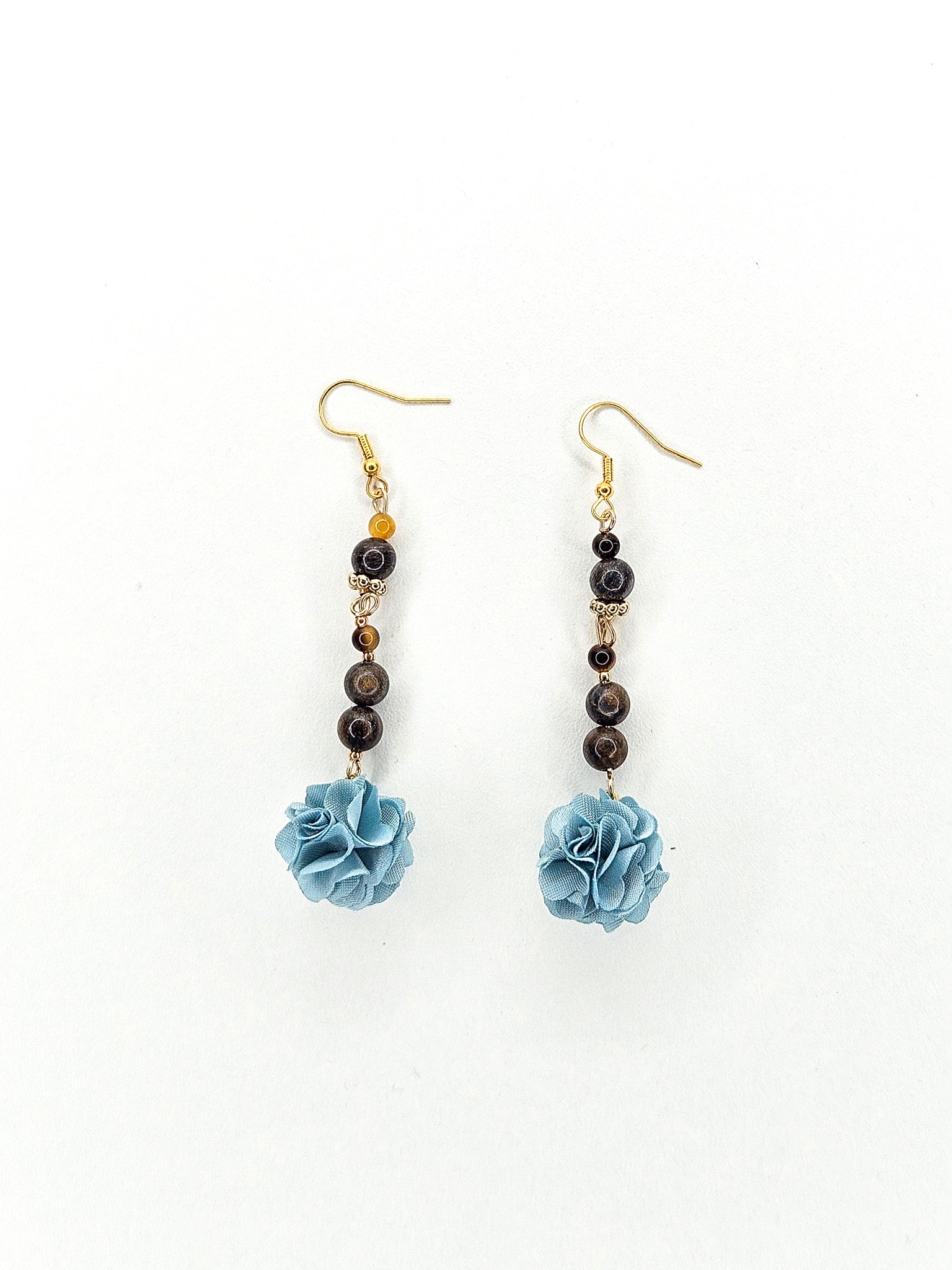 Boucles d'oreilles dorée • Bronzite & Oeil de tigre