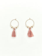 Boucles d'oreilles dorées • Quartz rose