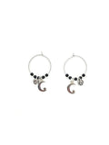 Boucles d'oreilles argentées • Obsidienne noire