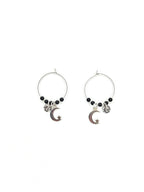 Boucles d'oreilles argentées • Obsidienne noire