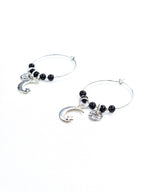 Boucles d'oreilles argentées • Obsidienne noire