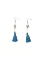 Boucles d'oreilles argentées • Pierre de lune & Agate du Botswana