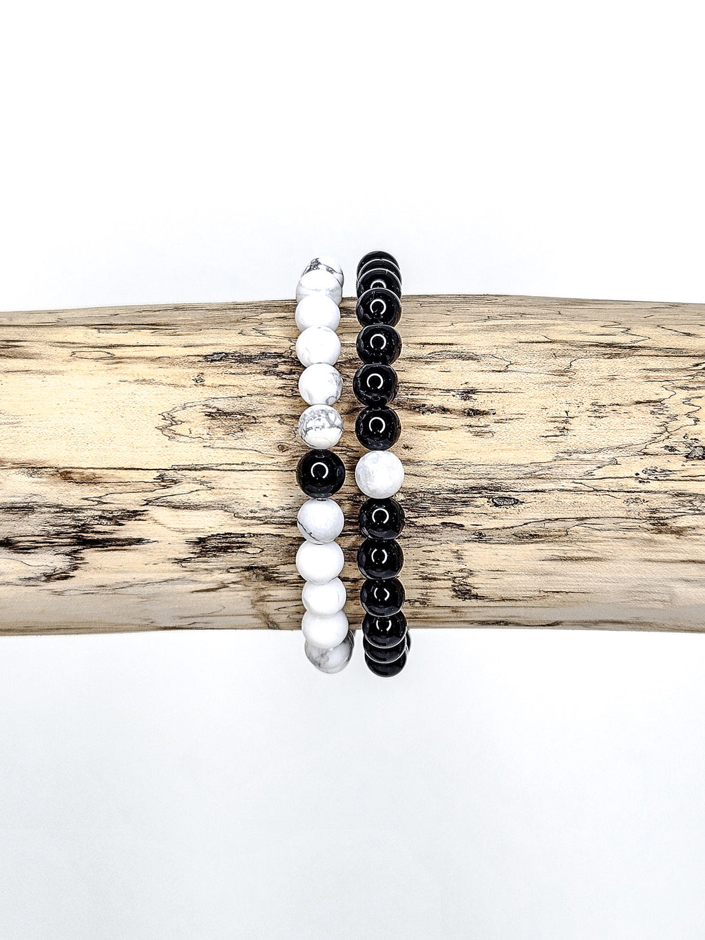 Matching Bracelets • White Howlite & Black Obsidian