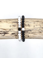 Matching Bracelets • White Howlite & Black Obsidian