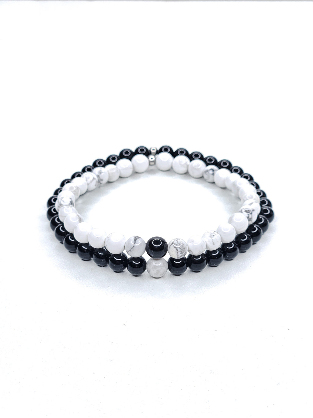 Matching Bracelets • White Howlite & Black Obsidian