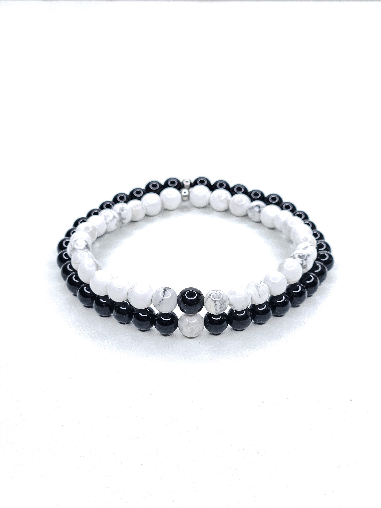 Matching Bracelets • White Howlite & Black Obsidian