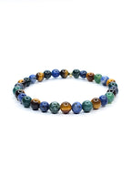 Bracelet • Terre • Agate mousse, Oeil de tigre & Sodalite (6 mm)