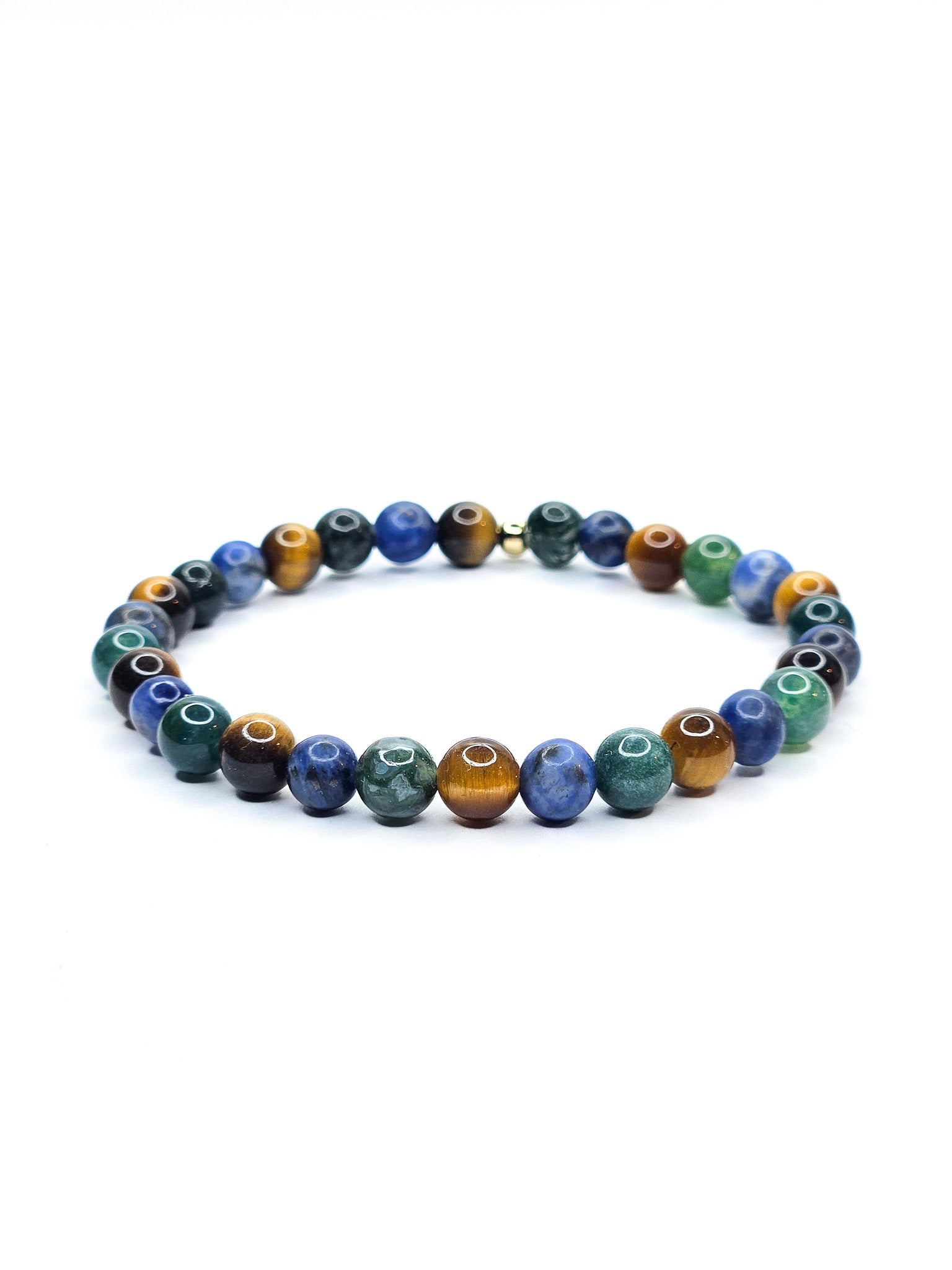 Bracelet • Terre • Agate mousse, Oeil de tigre & Sodalite (6 mm)