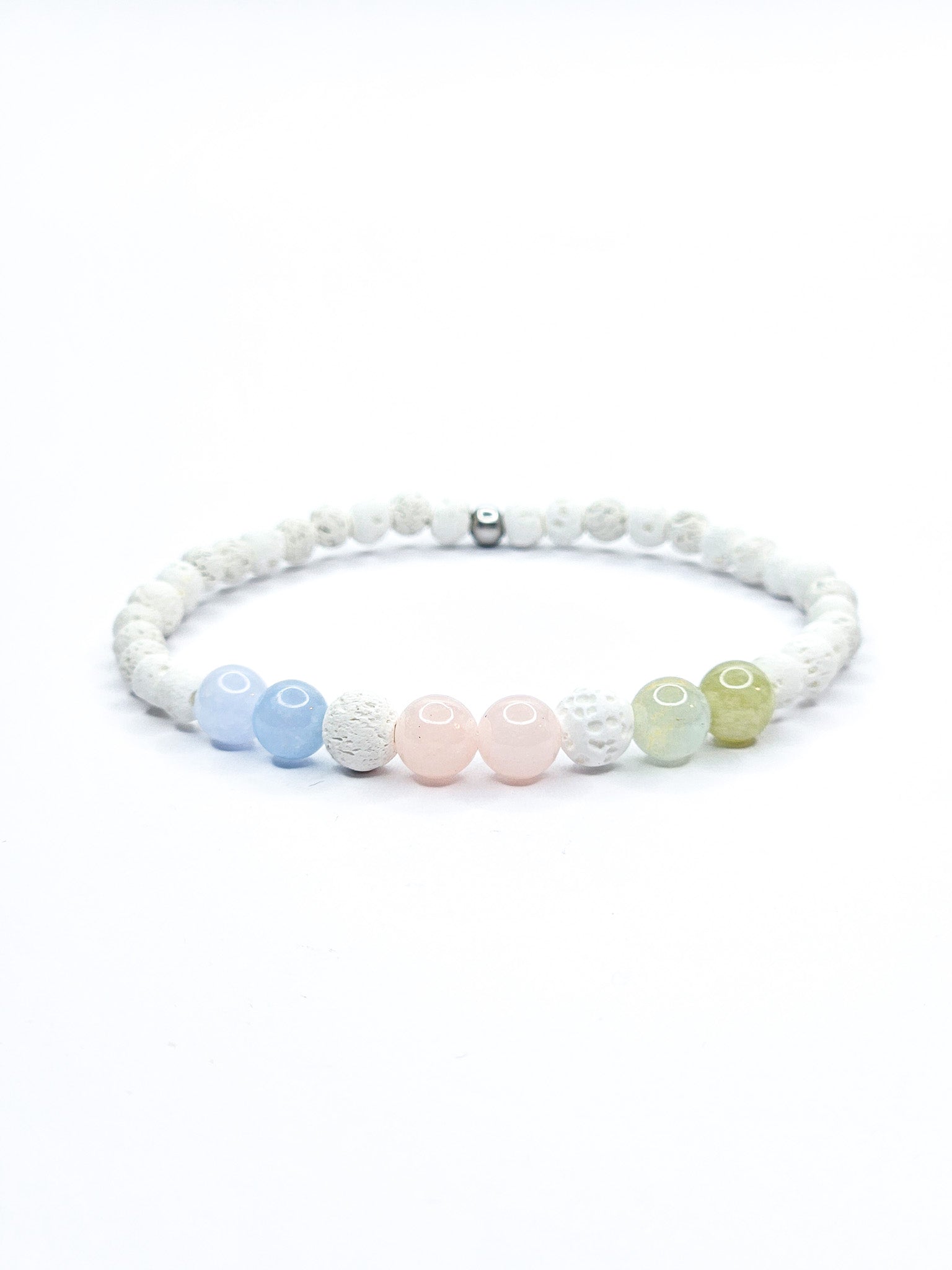 Bracelet • Béryl & Pierre de lave blanche (6 mm & 4 mm)