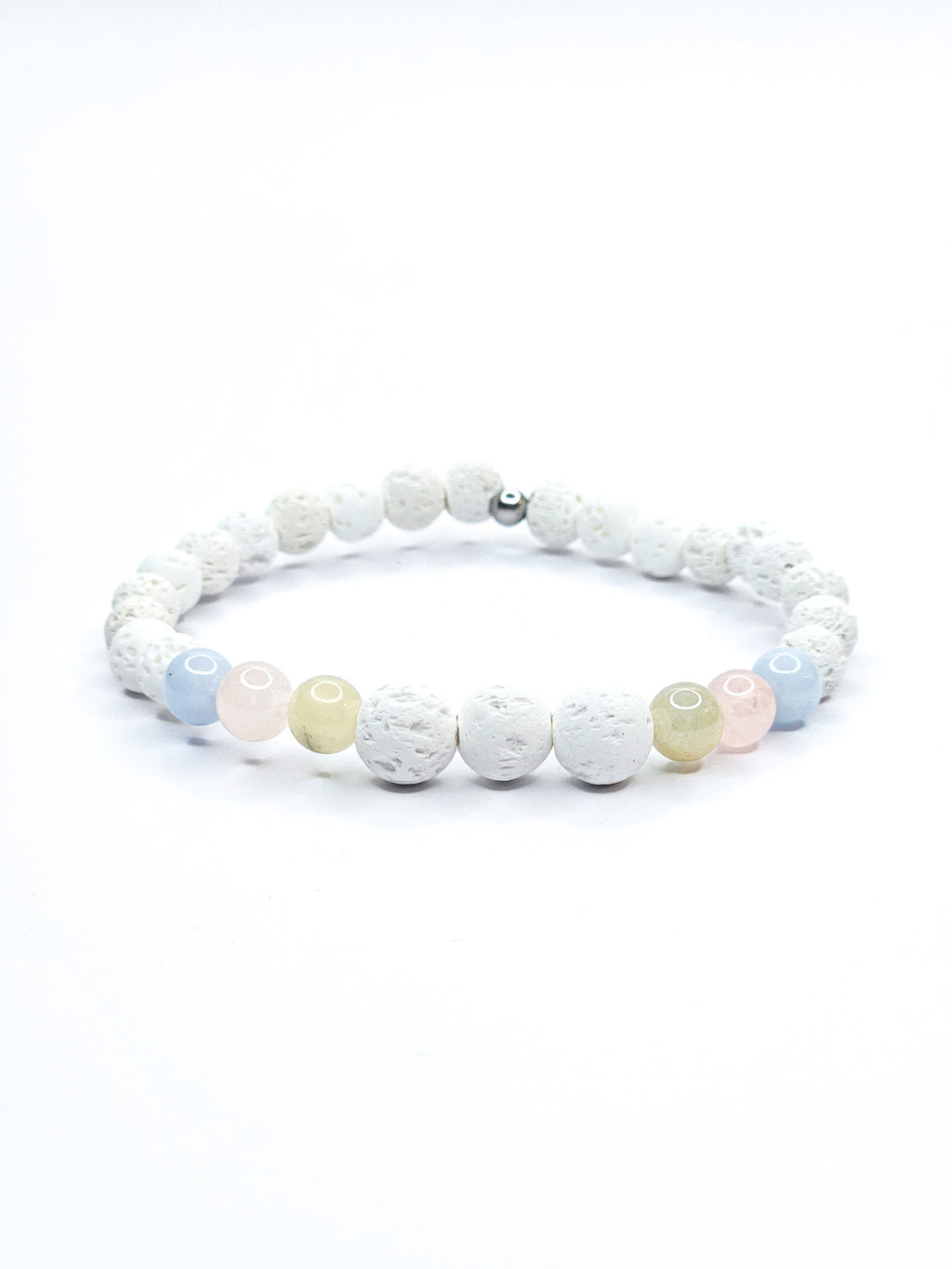 Bracelet • Béryl & Pierre de lave blanche (8 mm & 6 mm)