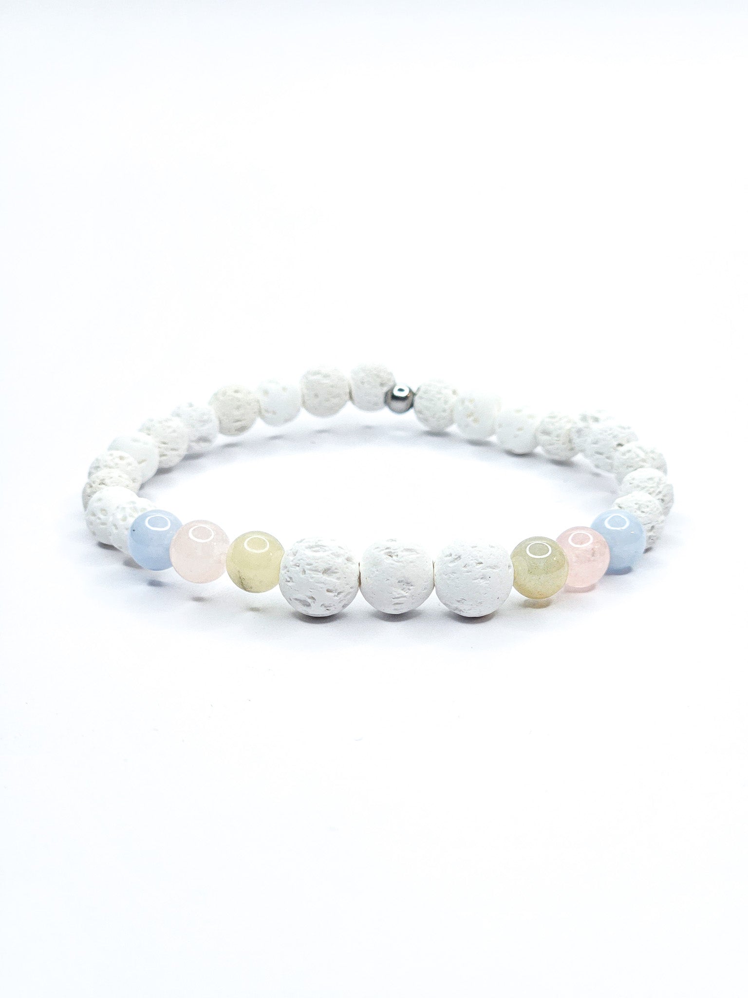 Bracelet • Béryl & Pierre de lave blanche (8 mm & 6 mm)