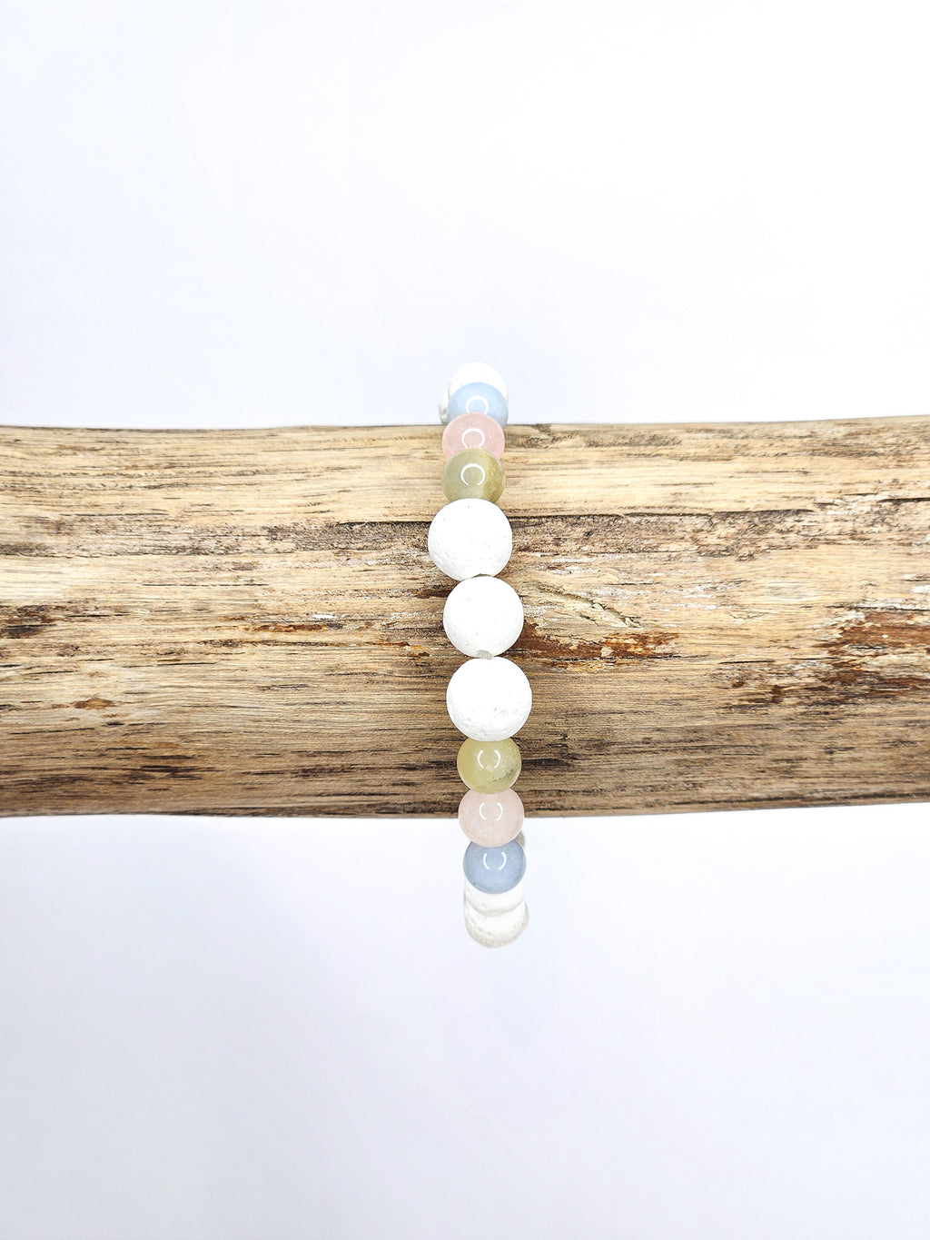 Bracelet • Béryl & Pierre de lave blanche (8 mm & 6 mm)