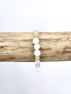 Bracelet • Béryl & Pierre de lave blanche (8 mm & 6 mm)