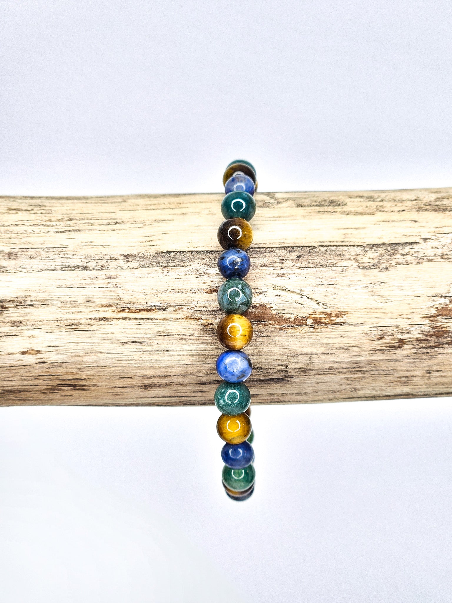 Bracelet • Terre • Agate mousse, Oeil de tigre & Sodalite (6 mm)