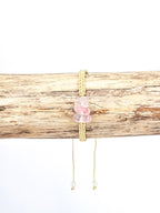 Macrame bracelet • Rose Quartz (chips)