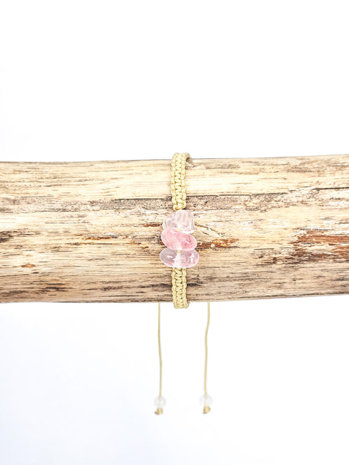 Macrame bracelet • Rose Quartz (chips)