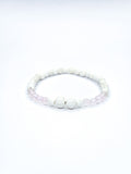Bracelet • Pierre de lave blanche & Quartz rose (6 mm & 4 mm)