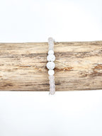 Bracelet • Pierre de lave blanche & Quartz rose (6 mm & 4 mm)