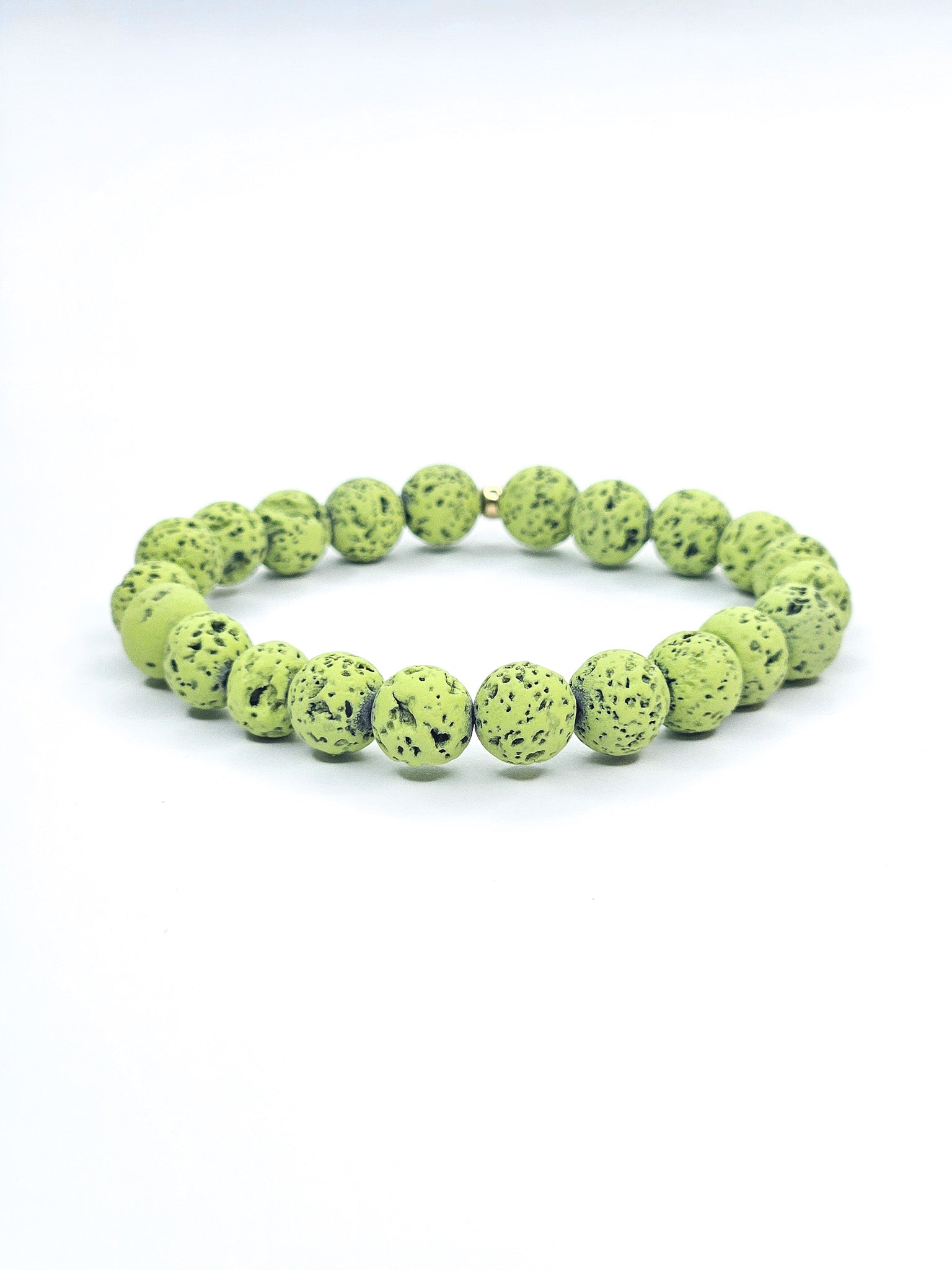 Bracelet • Pierre de lave teintée verte (8 mm)