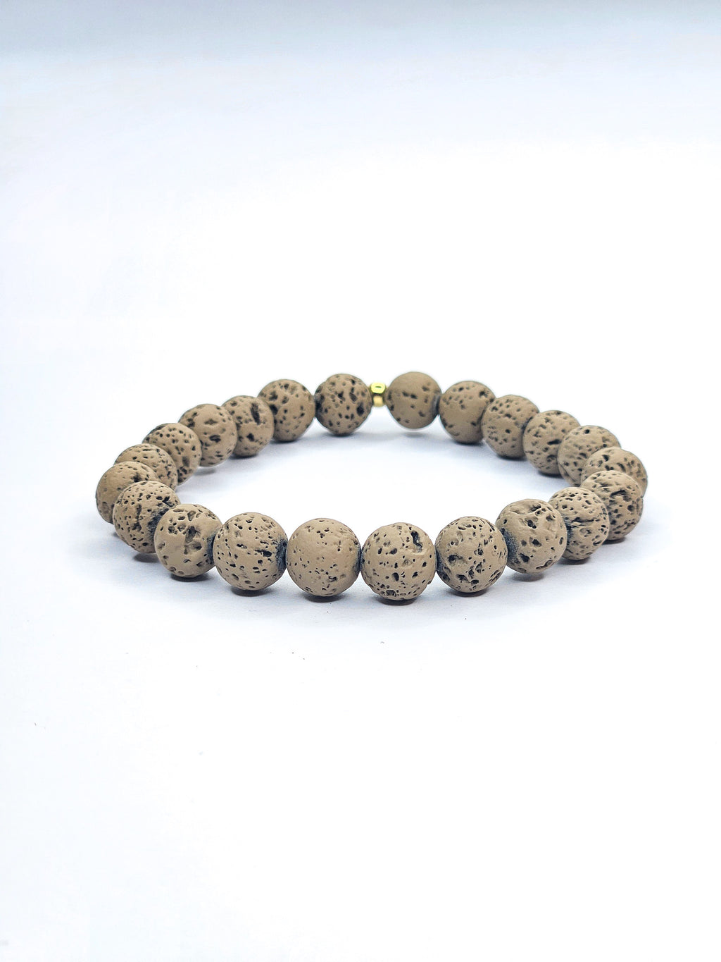 Bracelet • Pierre de lave teintée brune (8 mm)