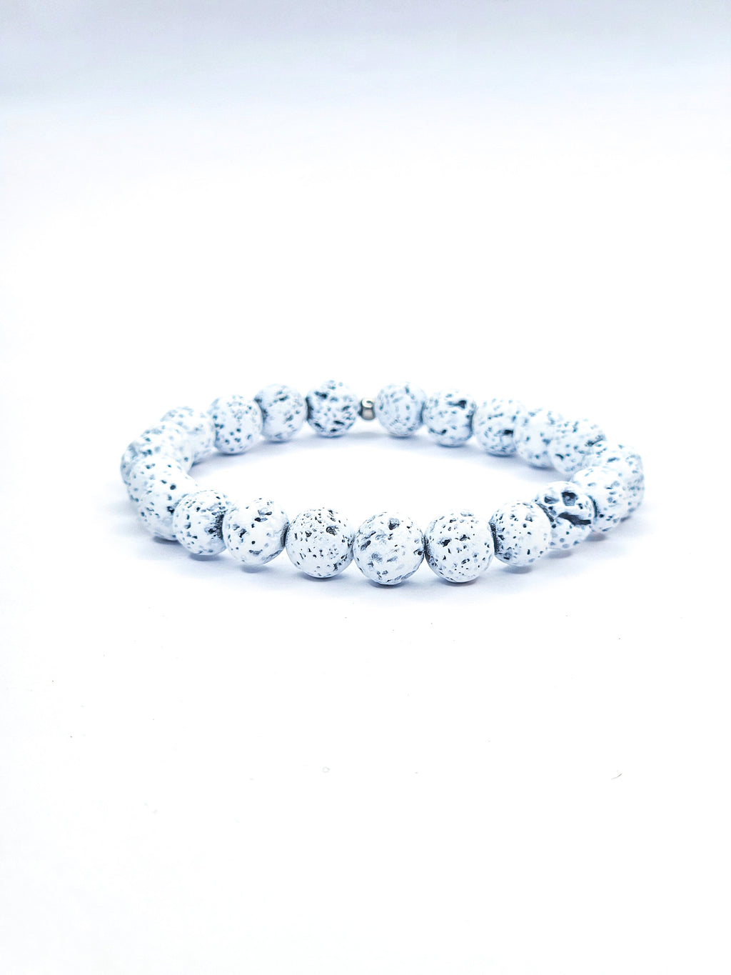 Bracelet • Pierre de lave teintée blanche (8 mm)