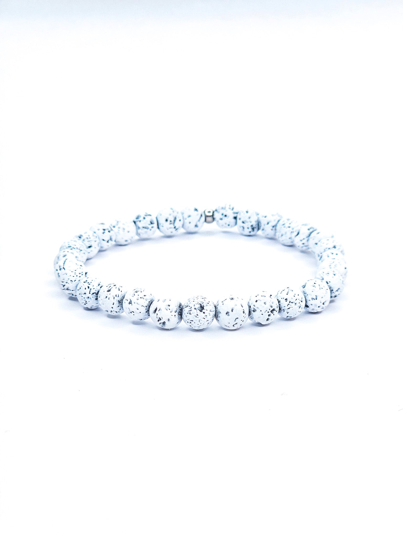 Bracelet • Pierre de lave teintée blanche (6 mm)